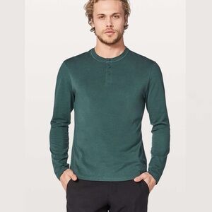 Lululemon 5 Year Basic Long Sleeve Henley‎ Shirt Mens Size XL Antingua Green Tee